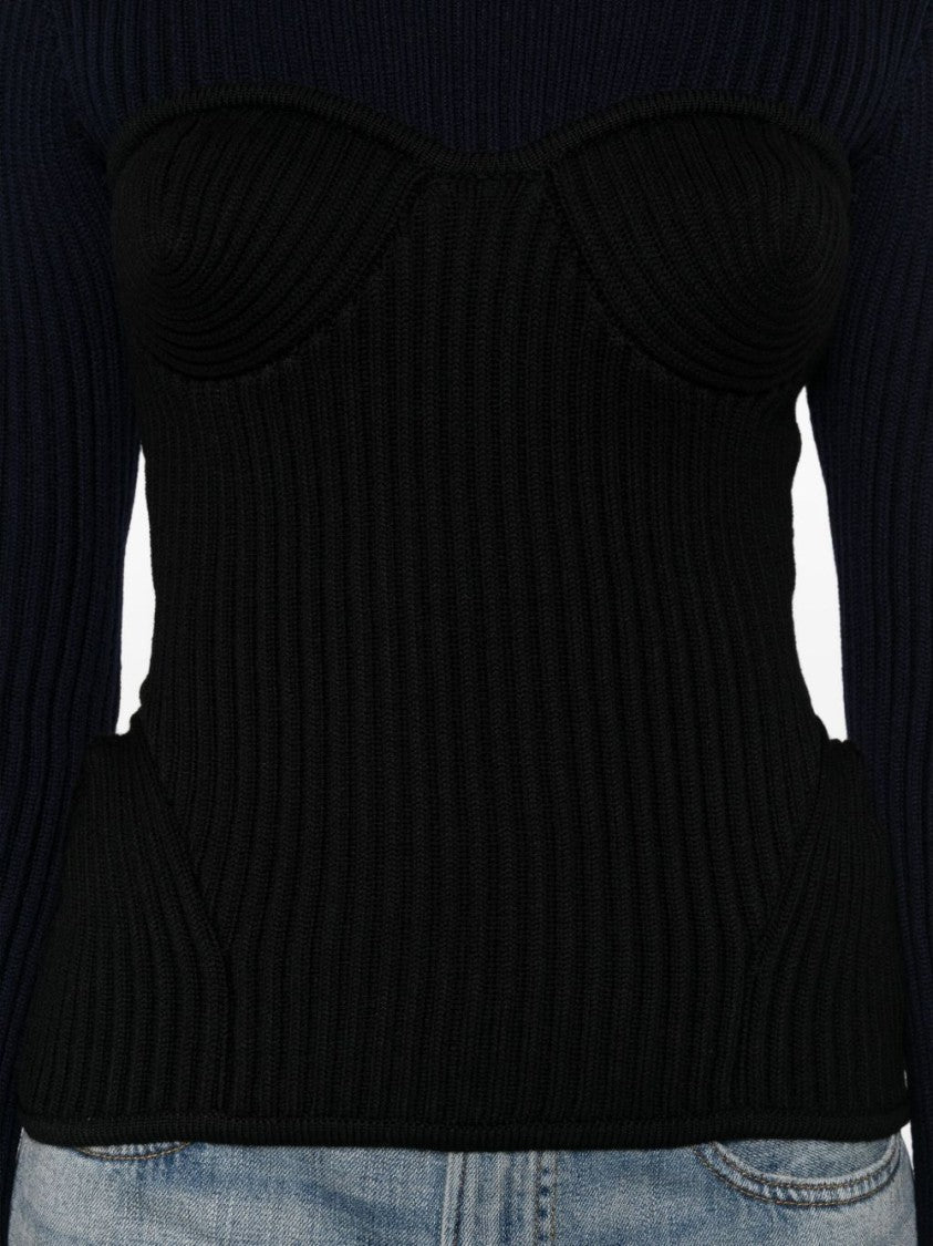 Jean Paul Gaultier Black Merino Wool Long Sleeve Top