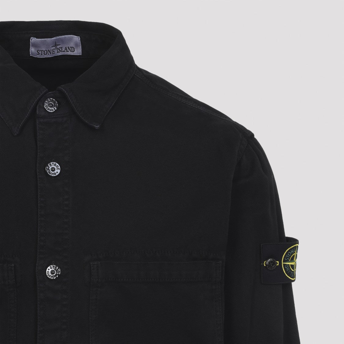 Stone Island Pointed Collar Cotton Shirt With Patch Pockets