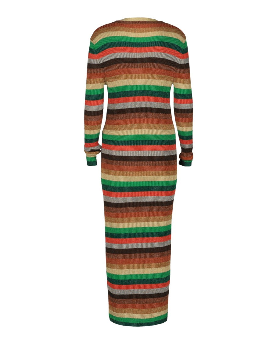 Valentino Metallic Striped Ribbed-Knit Cardigan
