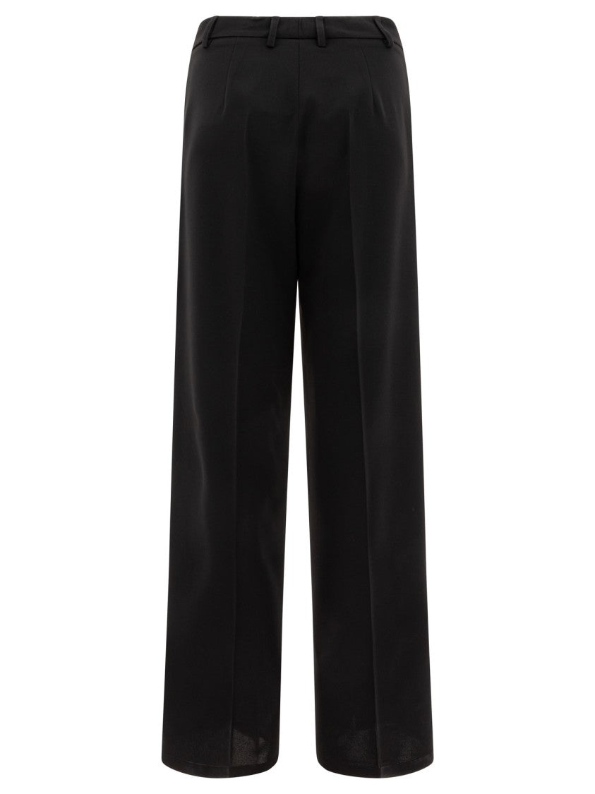 F.It Straight-Leg Black Trousers With Mid-Rise Waist