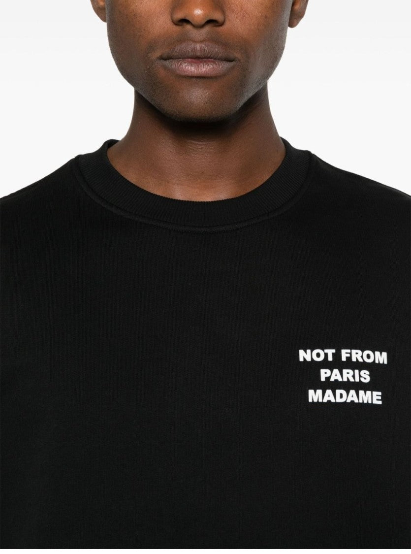 Drôle De Monsieur Slogan Black Cotton Sweatshirt With Design