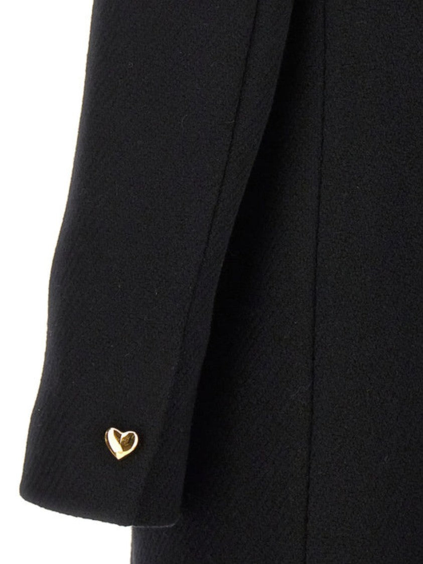 Moschino Heart-Shaped Buttons Black Coat