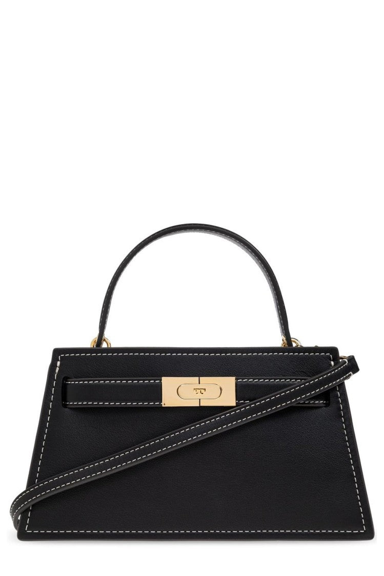 Tory Burch Petite Black Leather Bag With Stitching