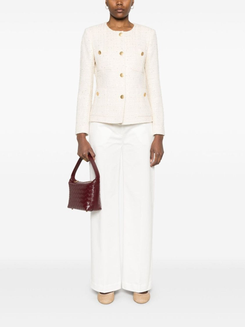 Tagliatore Beige Double-Breasted Jacket With Gold-Tone Buttons