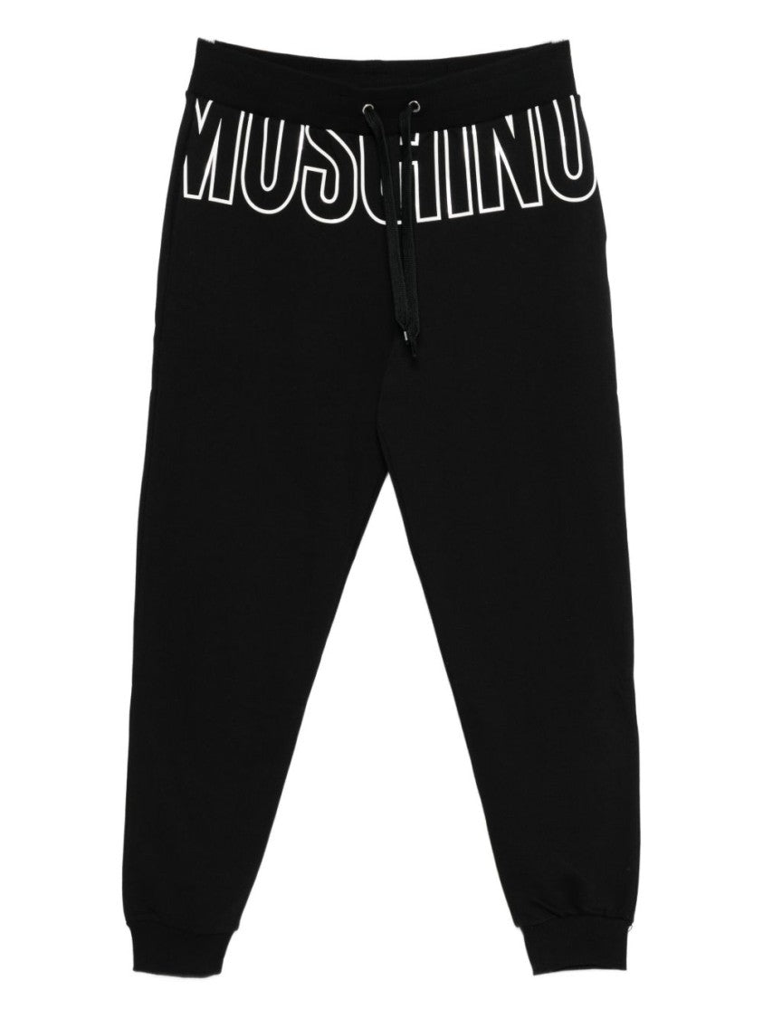 Moschino Tailored Black Trousers With Logo-Embellished Waistband