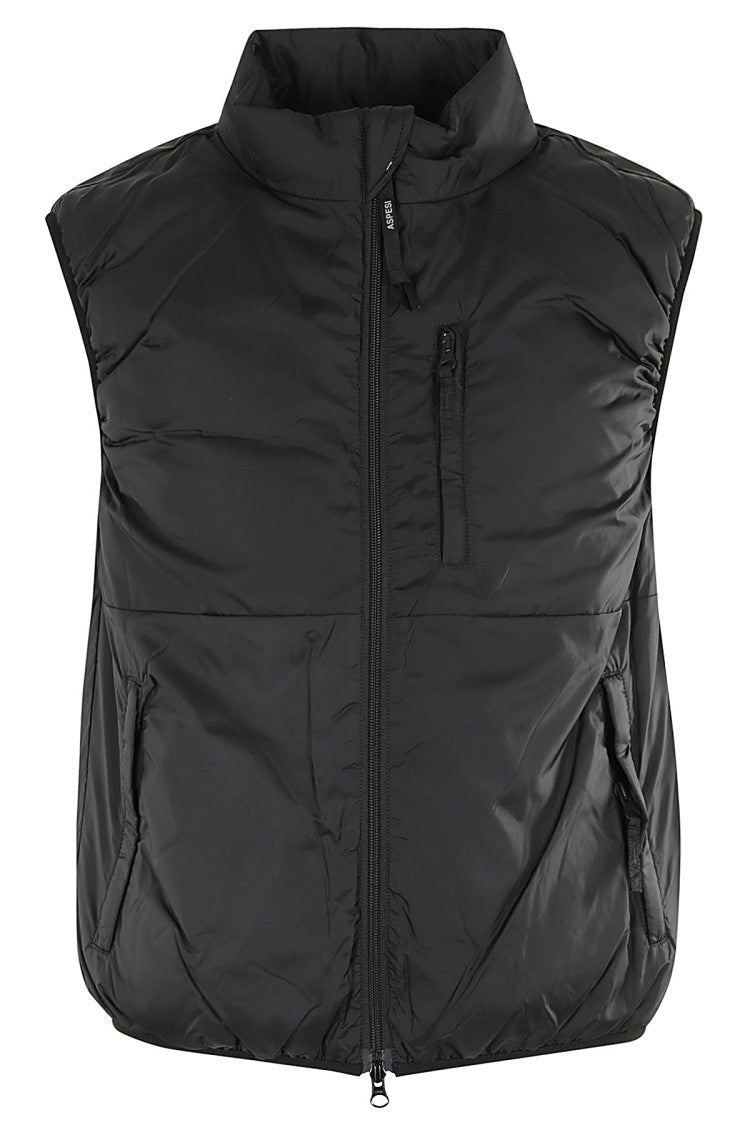 Aspesi Navy Gilet With High Collar