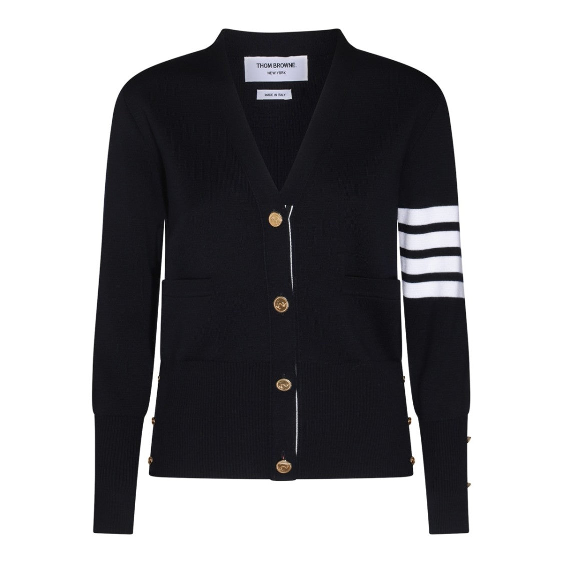 Thom Browne Navy Blue Wool Cardigan