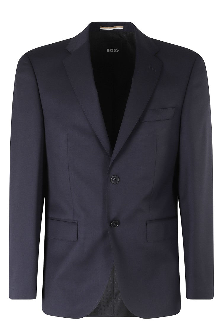 Boss Blue Jeckson Flap Pockets Two Vents Wool Blazer