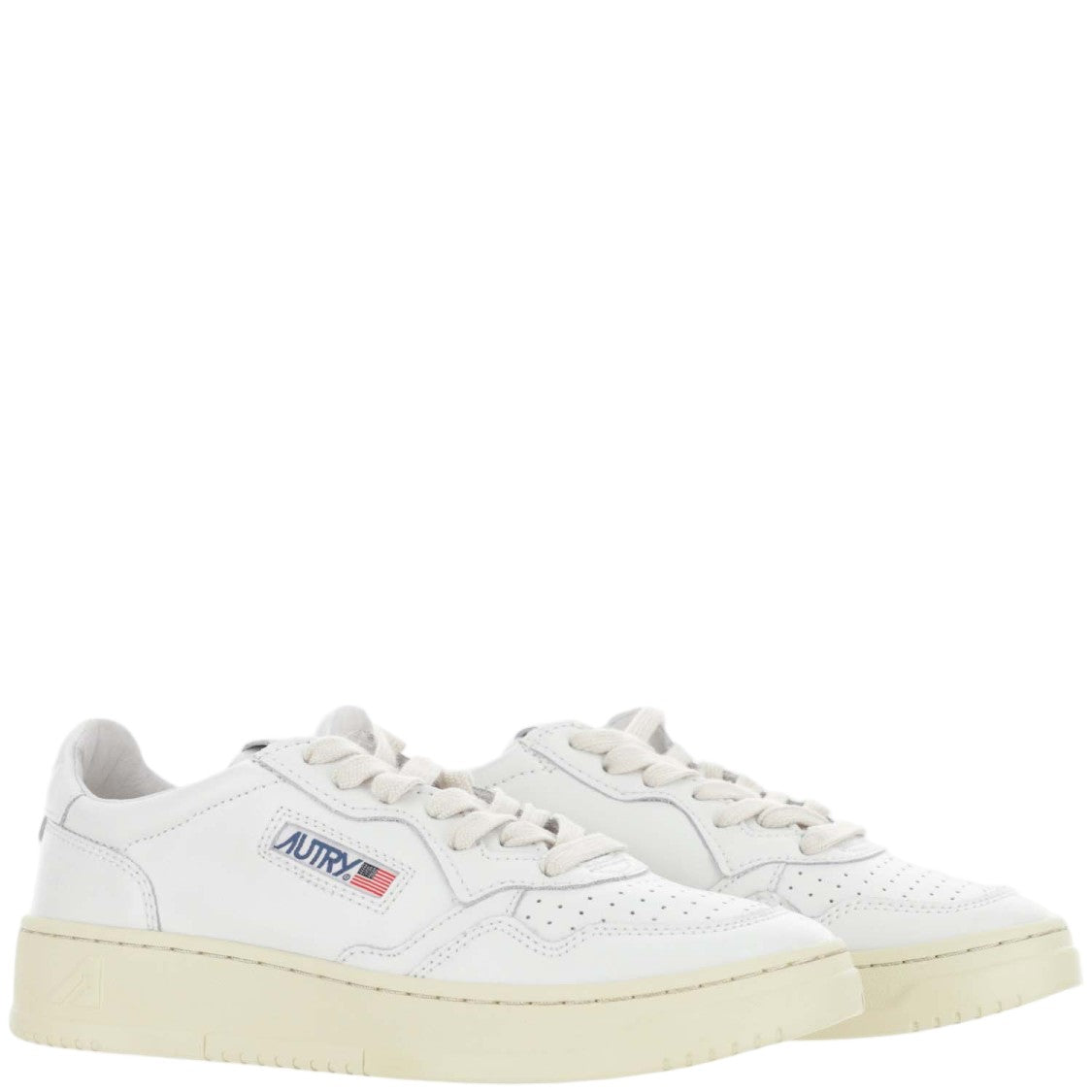 Autry Low-Top Leather Sneakers With Perforated Round Toe And Logo Detailing