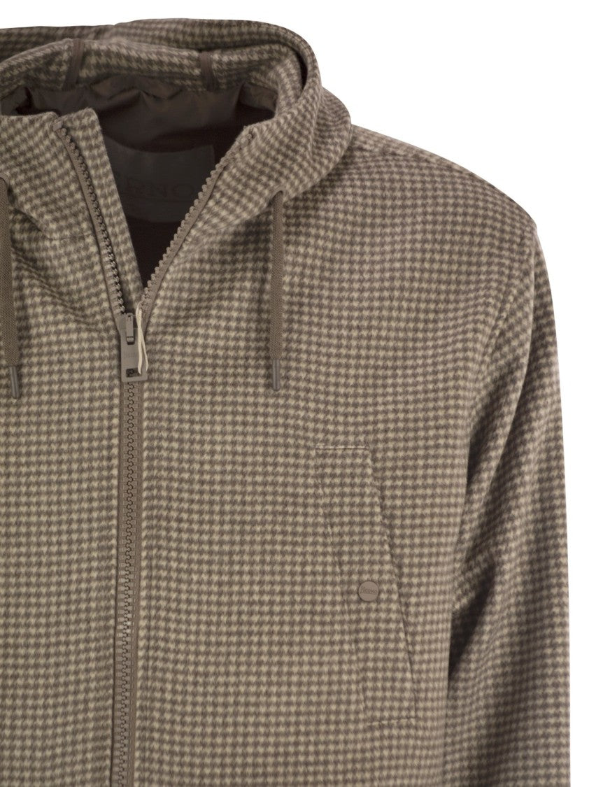 Herno Field Jacket Resort In Cashmere Pied De Poule