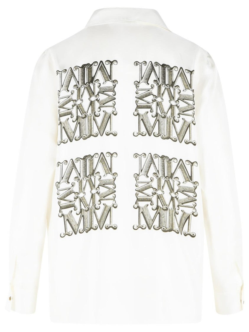 Max Mara 'Filtro' White And Green Silk Shirt