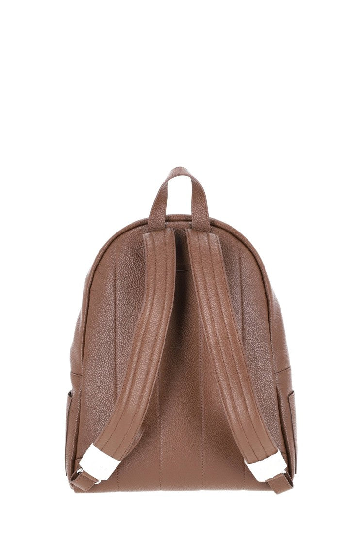 Orciani Pebbled Leather Handcrafted Urban Backpack