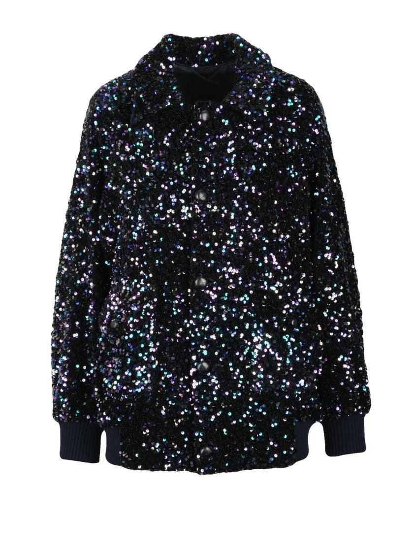 C.D.S.Blaze Milano Black Polyester Women's Sequin Coat
