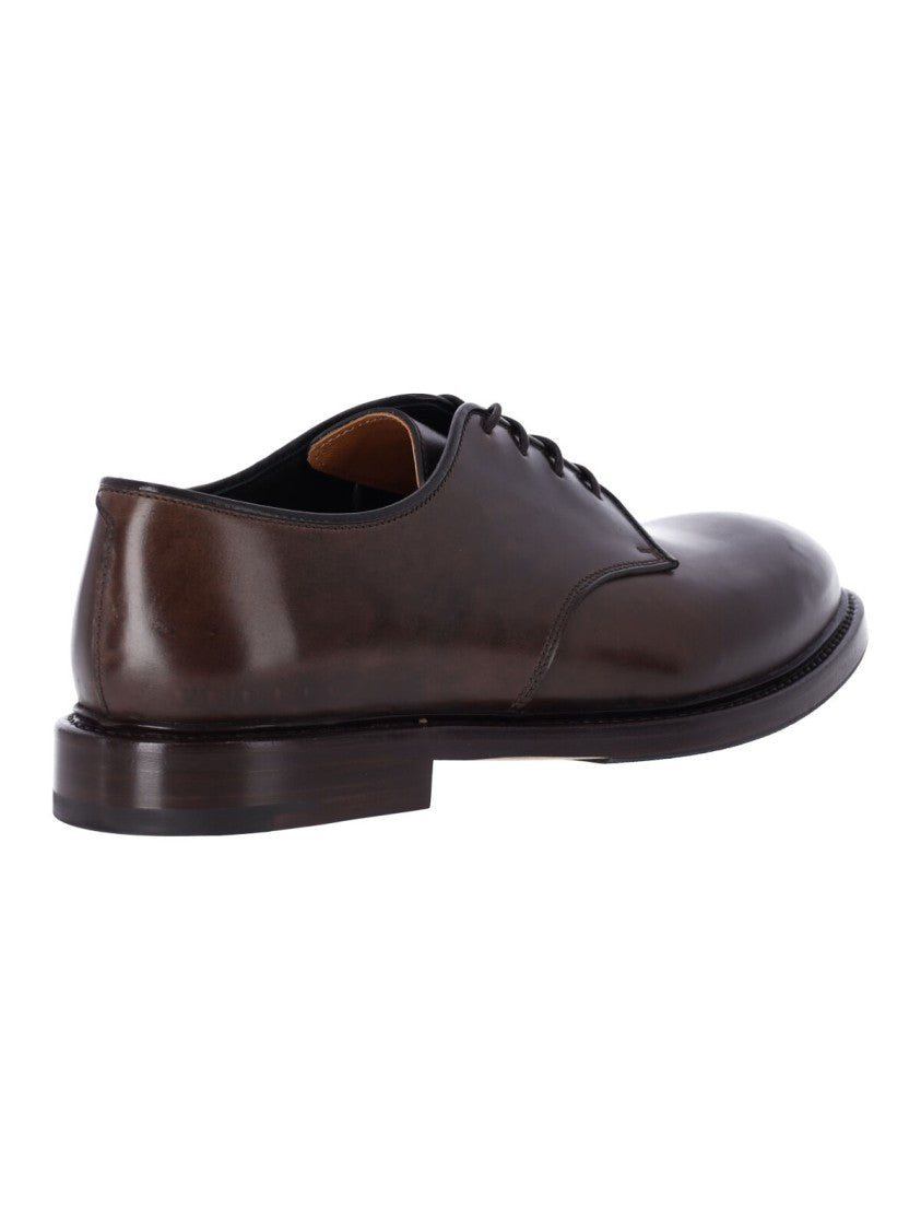 Premiata Dark Brown Leather Lace-Up Derby