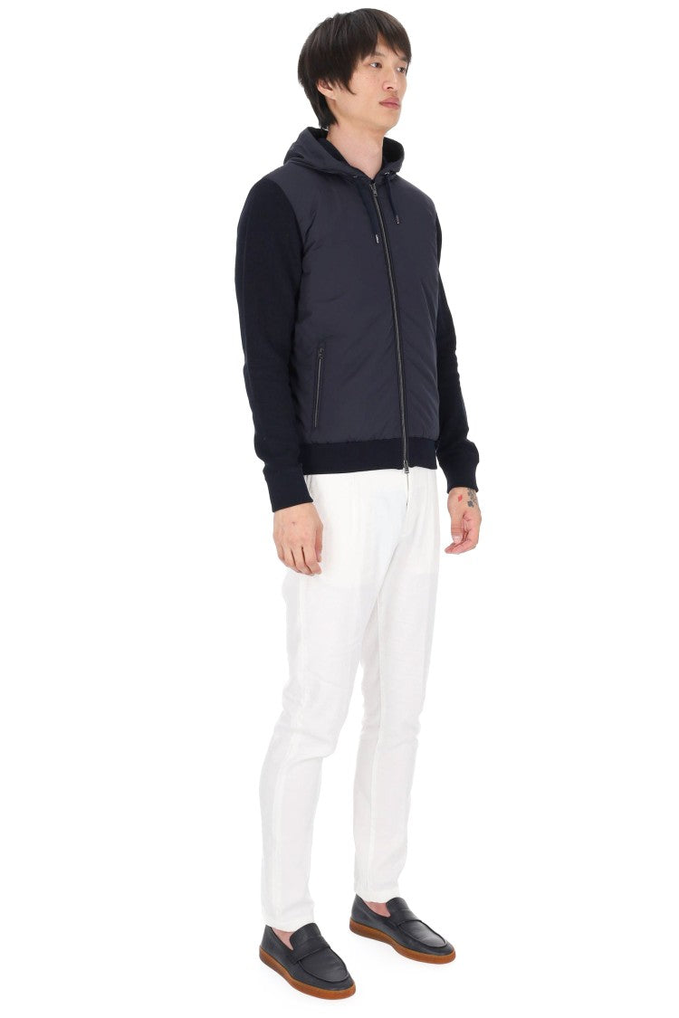 Herno Blue Bi-Material Technical Bomber Jacket