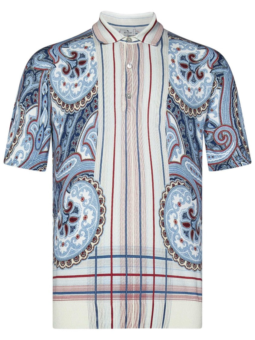 Etro Intricately Patterned Paisley Print Polo Shirt