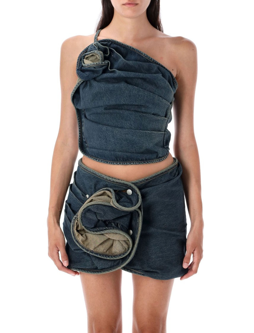 Magda Butrym Rose Denim Top