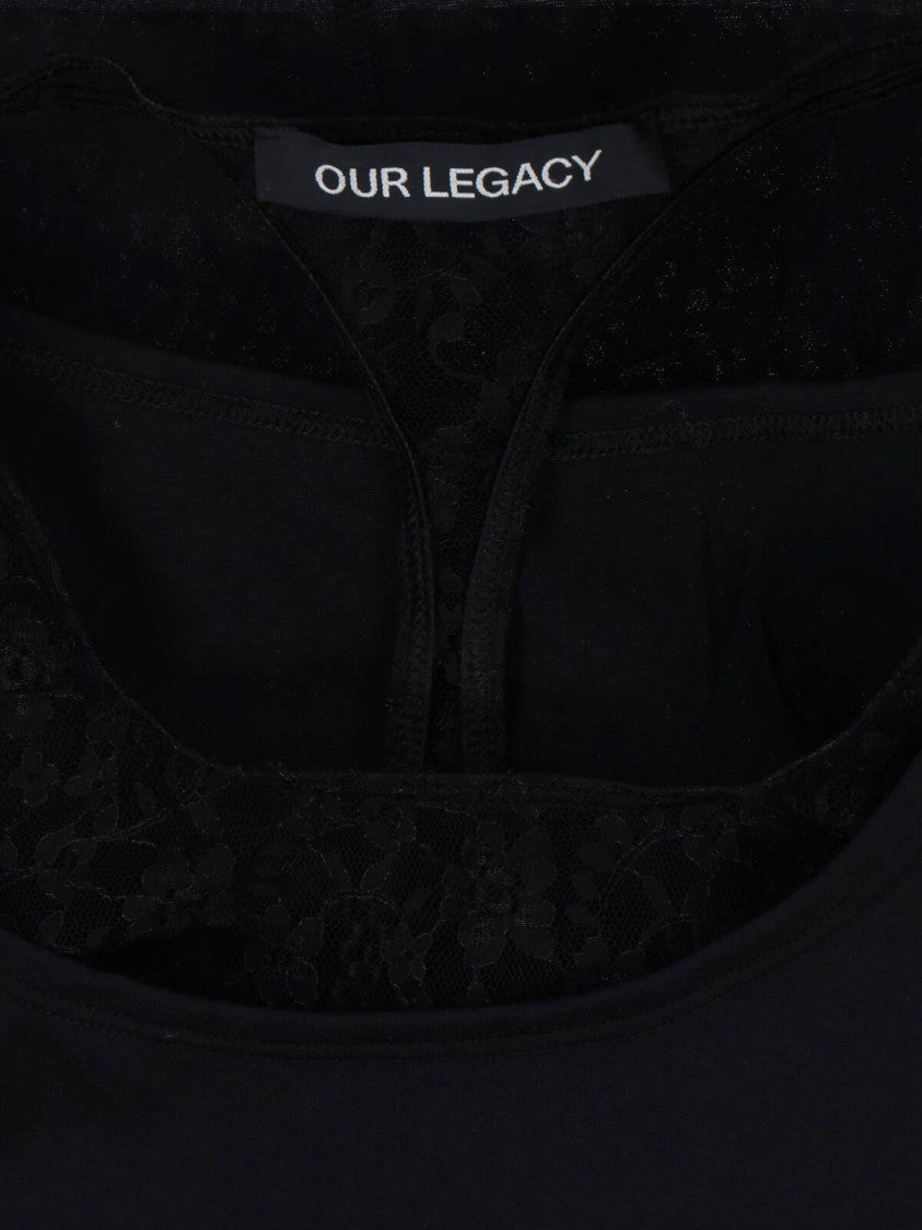 Our Legacy Black Sleeveless Lace Detail Tank Top