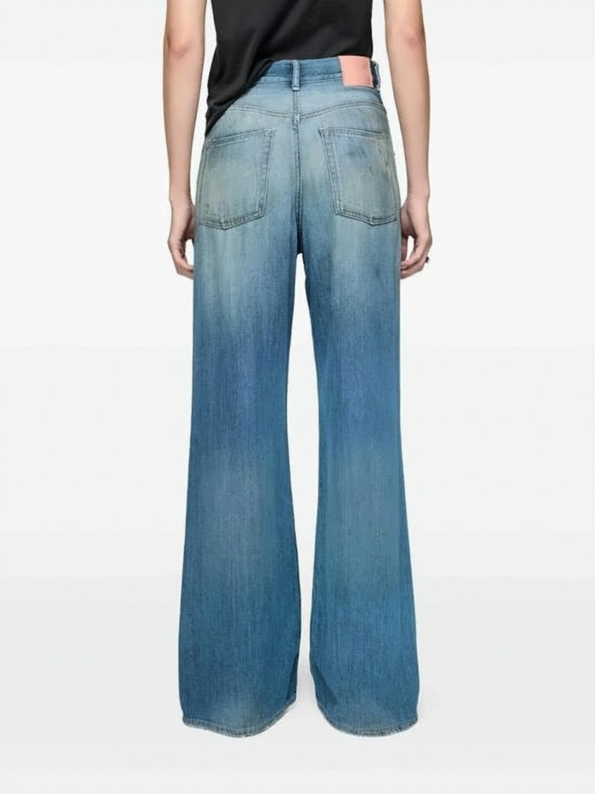Acne Studios Wide-Leg Denim Pants With Faded Wash