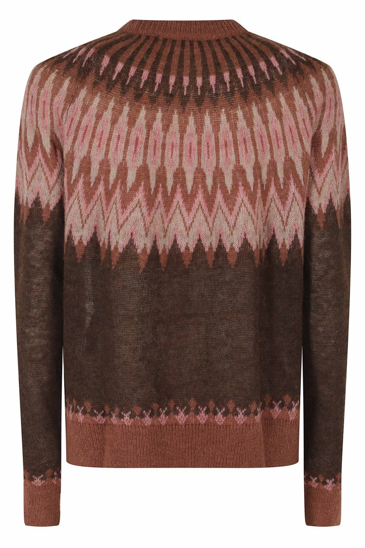 Roberto Collina Dark Purple Fair Isle Crew-Neck Baby Alpaca-Blend Sweater