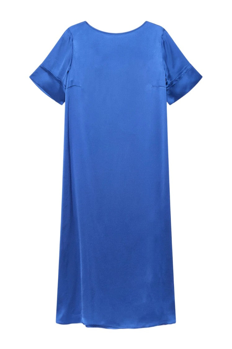 Maliparmi Shiny Cady Zigzag V-Neck Flowing Dress