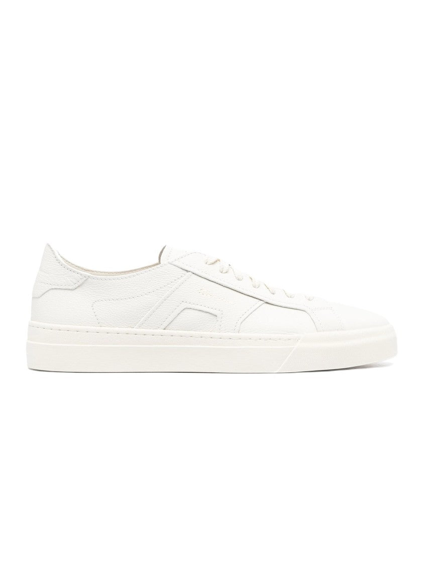 Santoni Textured Leather Low-Top Sneakers With Logo Detailing