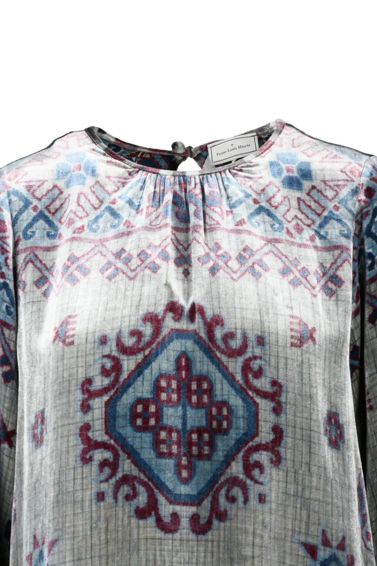 Pierre-Louis Mascia Velvet Viscose Silk Blouse - Grey/Blue