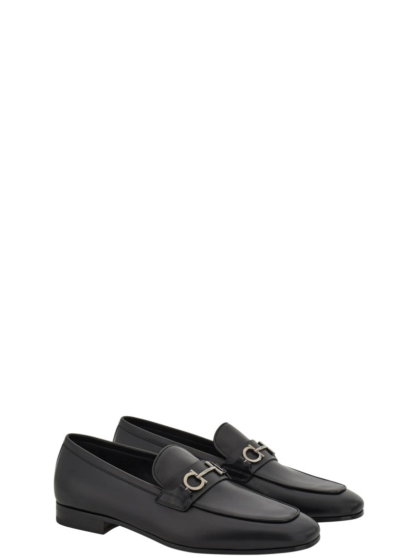 Ferragamo Black Pointed-Toe Minimalist Balty Loafers
