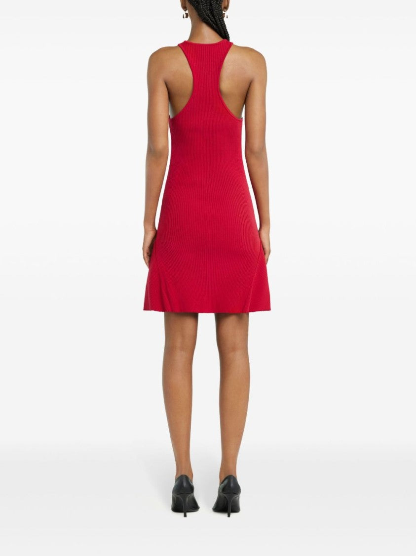 Courrèges Red Scuba Dress With Racerback And Flared Silhouette