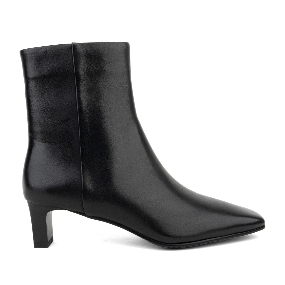 Linda Baumann Black Pointed Toe Minimalist Leather Ankle Boots