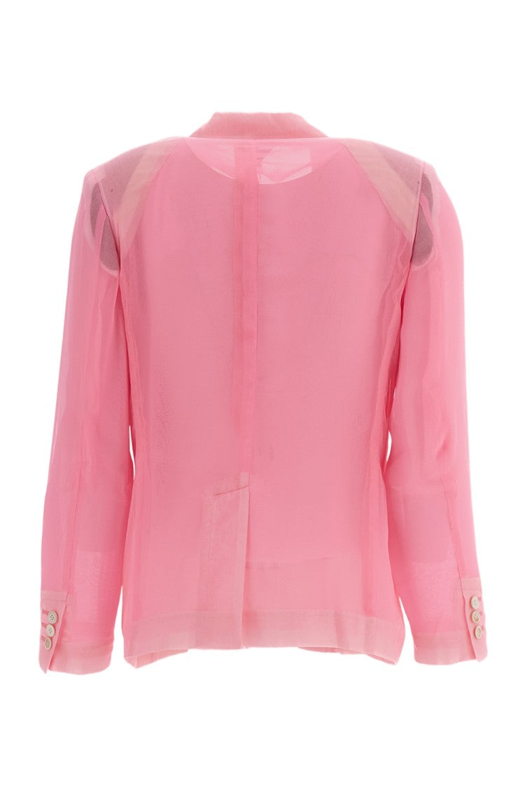 Comme Des Garçons Pink Semi-Sheer Tailored Blazer