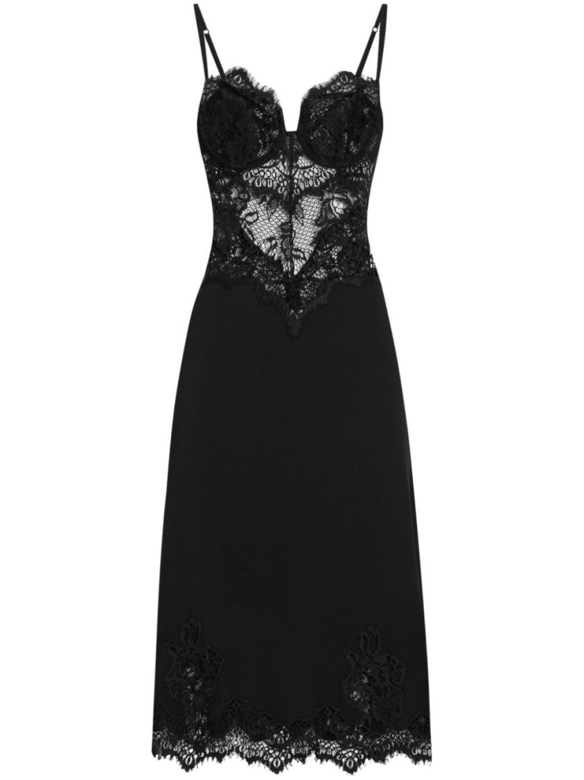 Dolce & Gabbana Black Lace Dress With Sweetheart Neckline