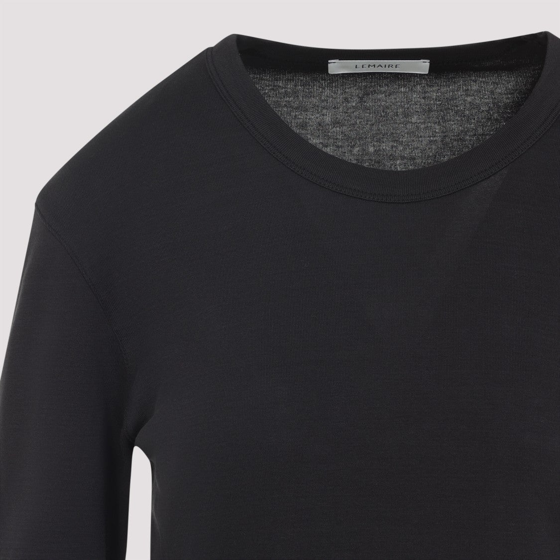 Lemaire Rib Long Sleeve Black Cotton T-Shirt