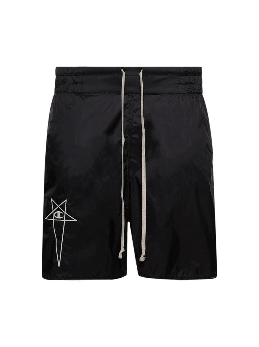 Rick Owens Woven Active Shorts With Embroidered Signature