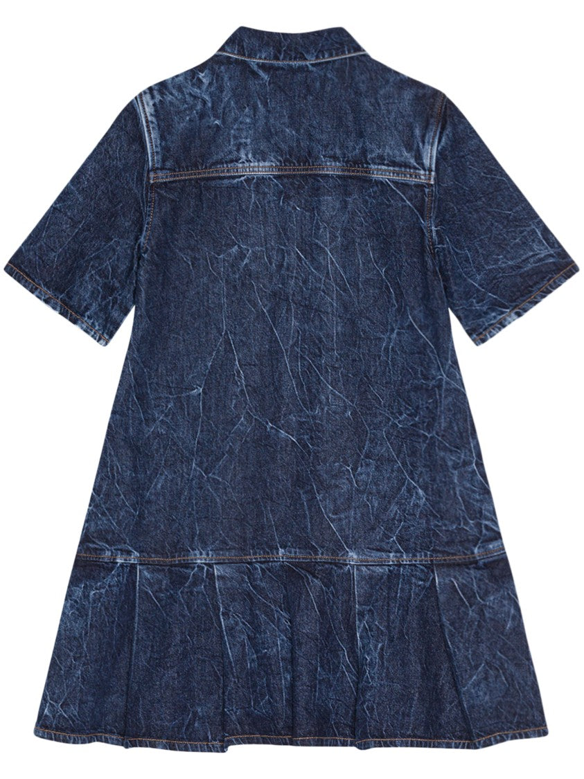 Ganni Shirt-Style Dress With Crinkled Texture