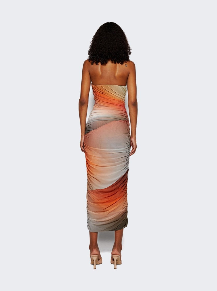 The Attico Midi Dress Brown And Orange