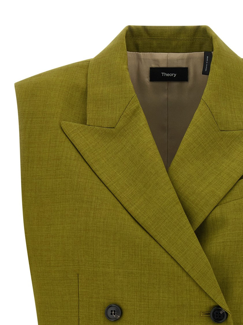 Theory Double-Breasted City Twill Vest With Peak Lapels