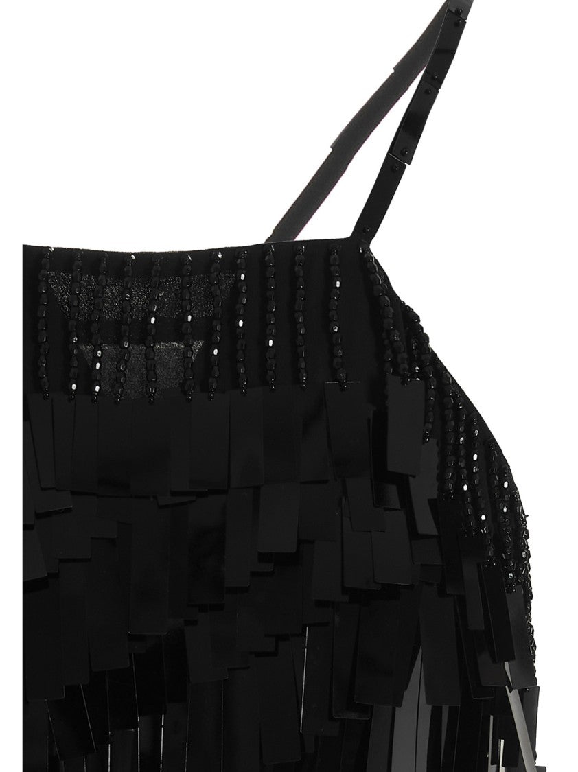 The Attico Beaded Black Sequin Mini Dress