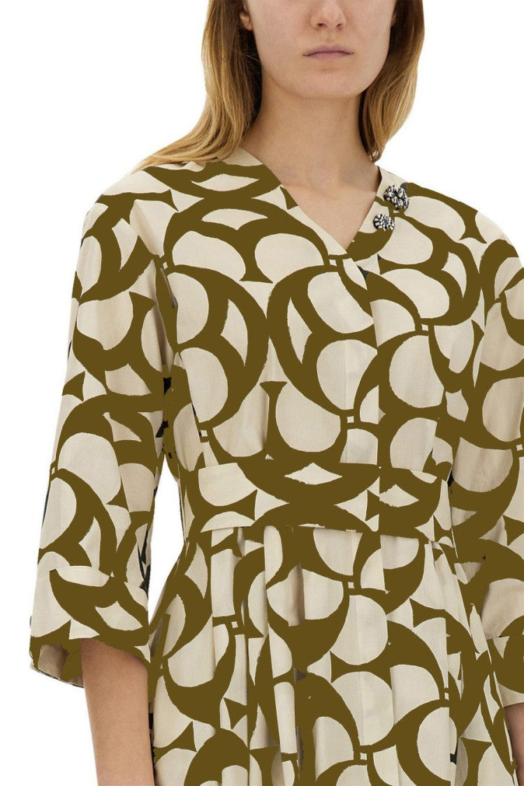 Max Mara Multicolor Crepe Midi Dress