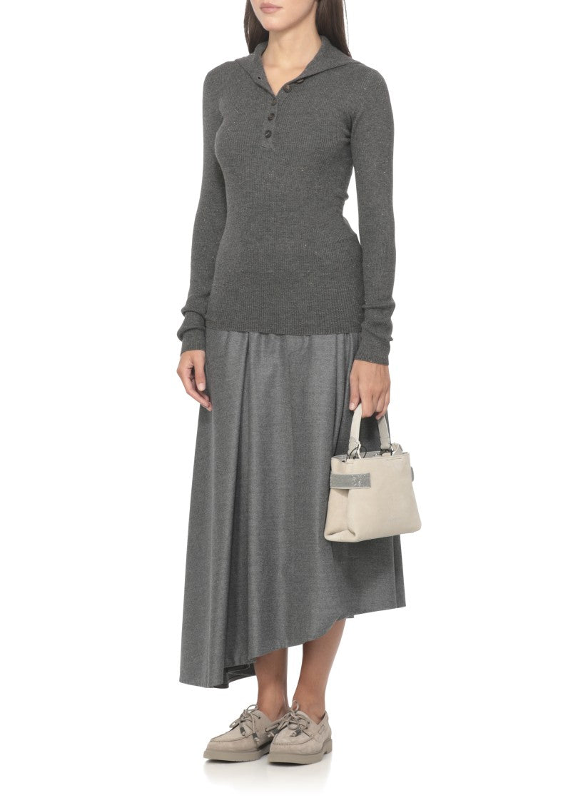 Brunello Cucinelli Grey Wool Skirt
