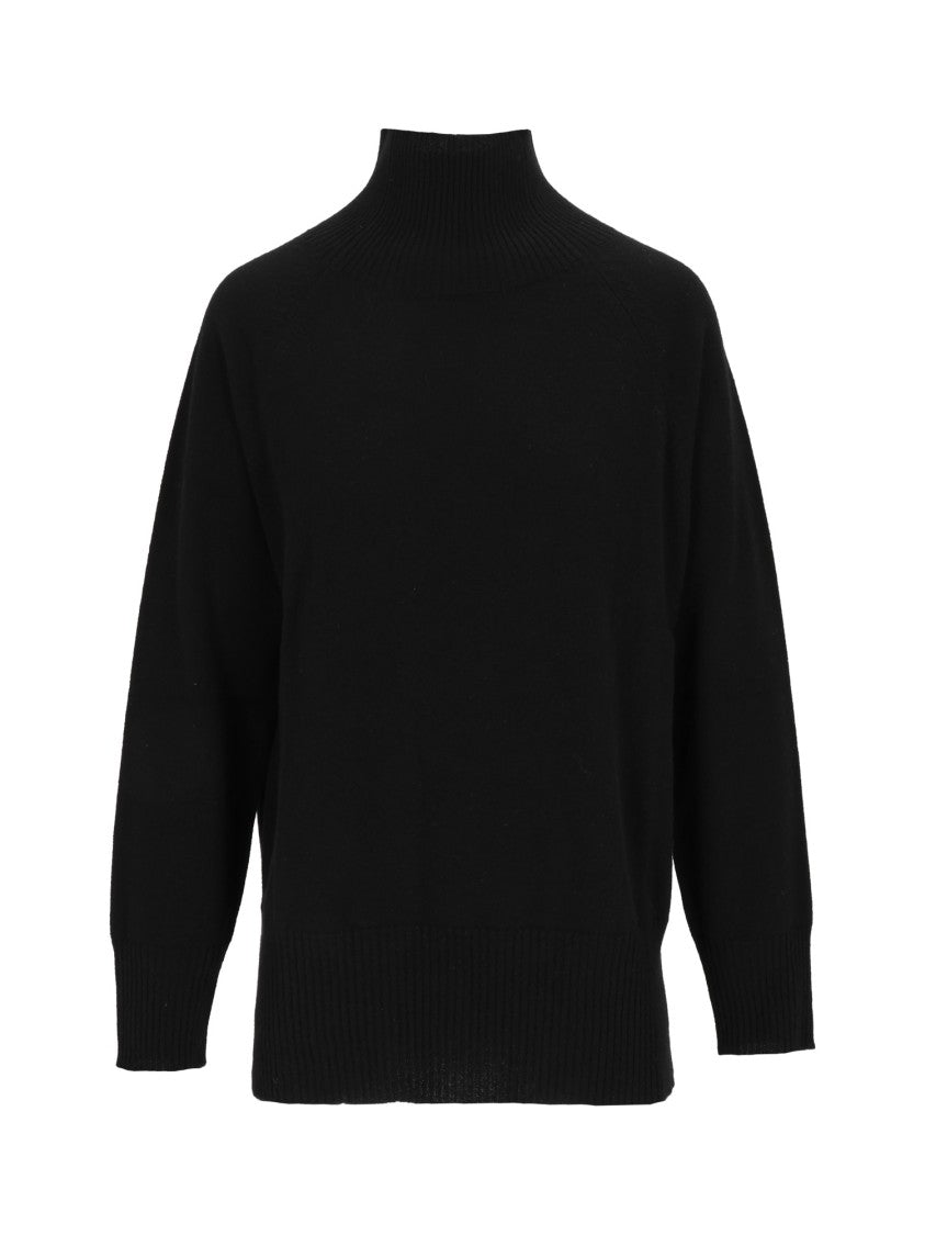 Kangra Cashmere Raglan Turtleneck Sweater With Side Slits And Ribbed Details