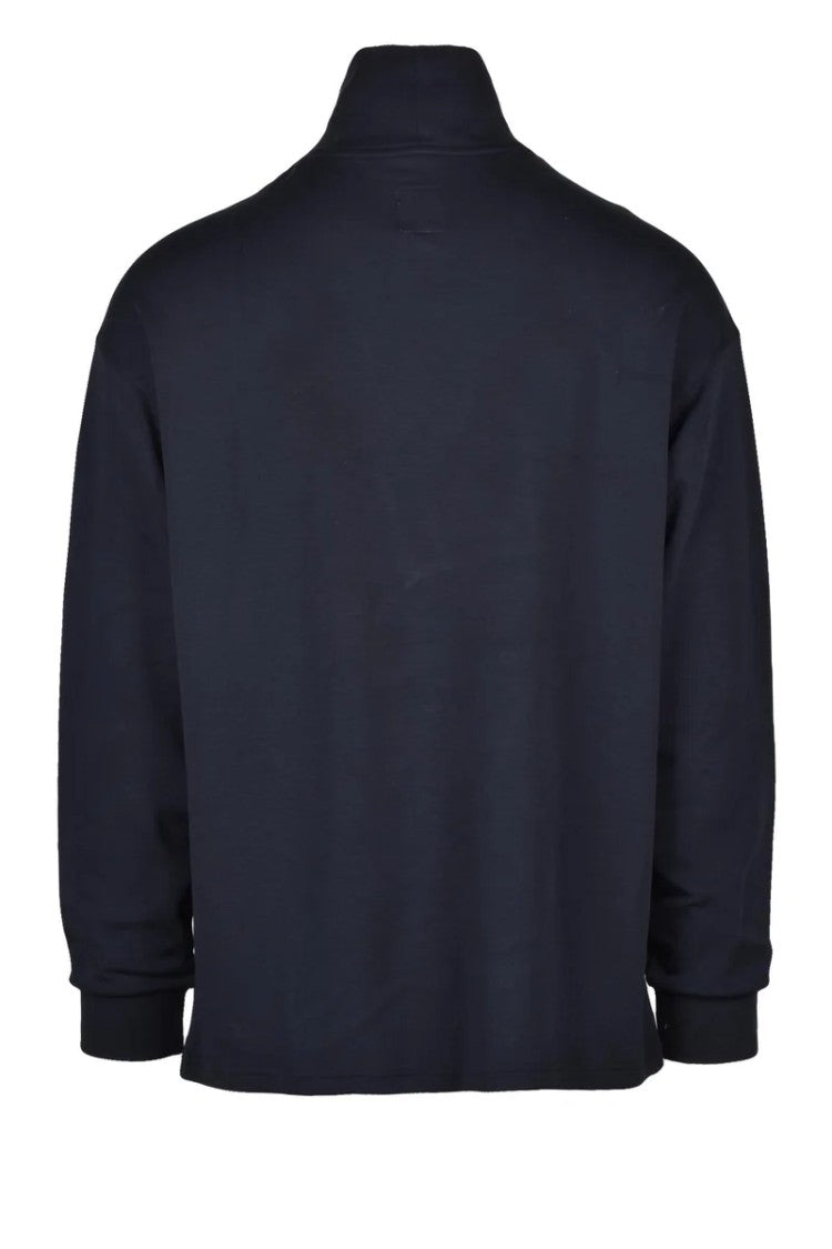 Emporio Armani Mock Neck Black Technical Sweatshirt