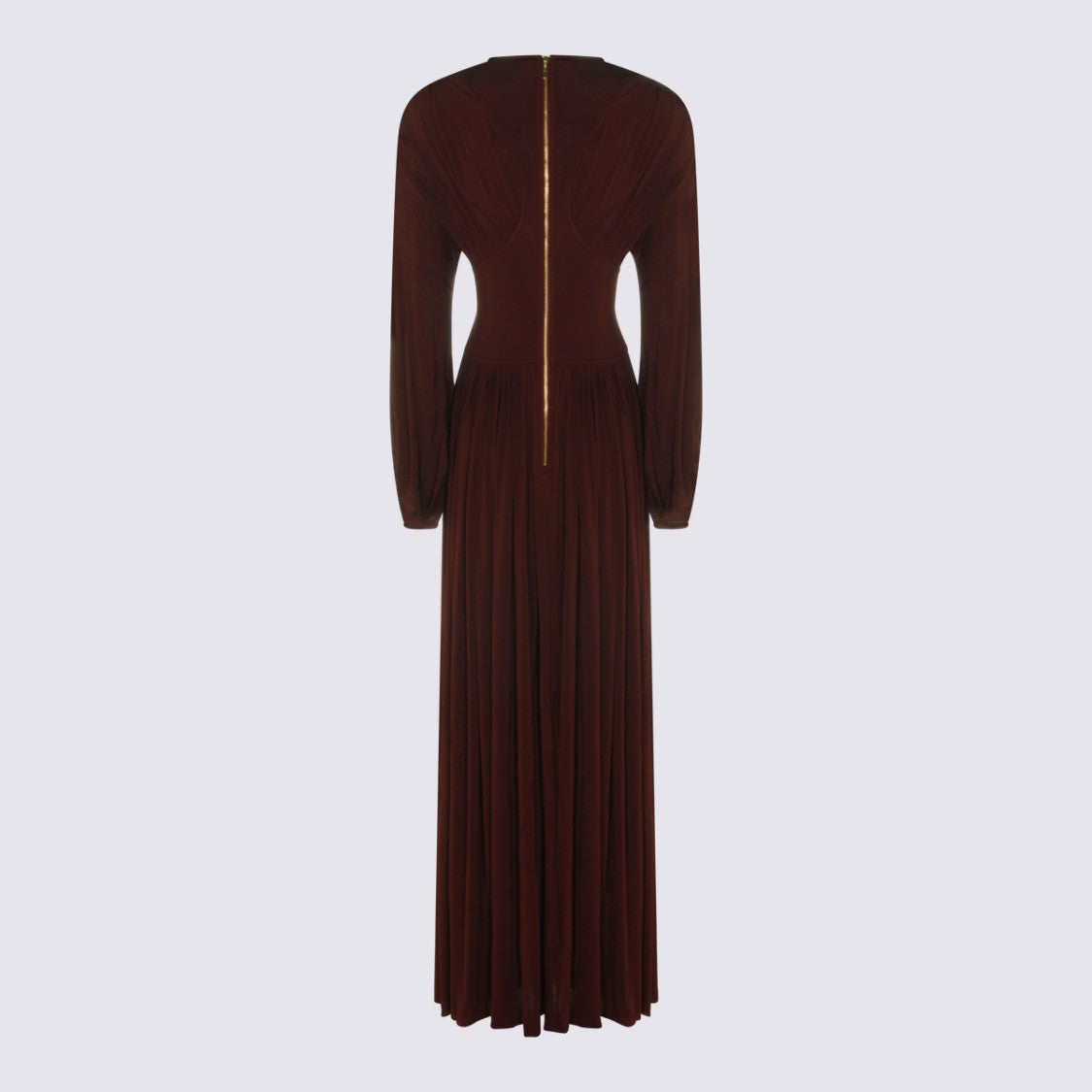 Zimmermann Flowing Deep Brown Maxi Dress With Gathered Sleeves