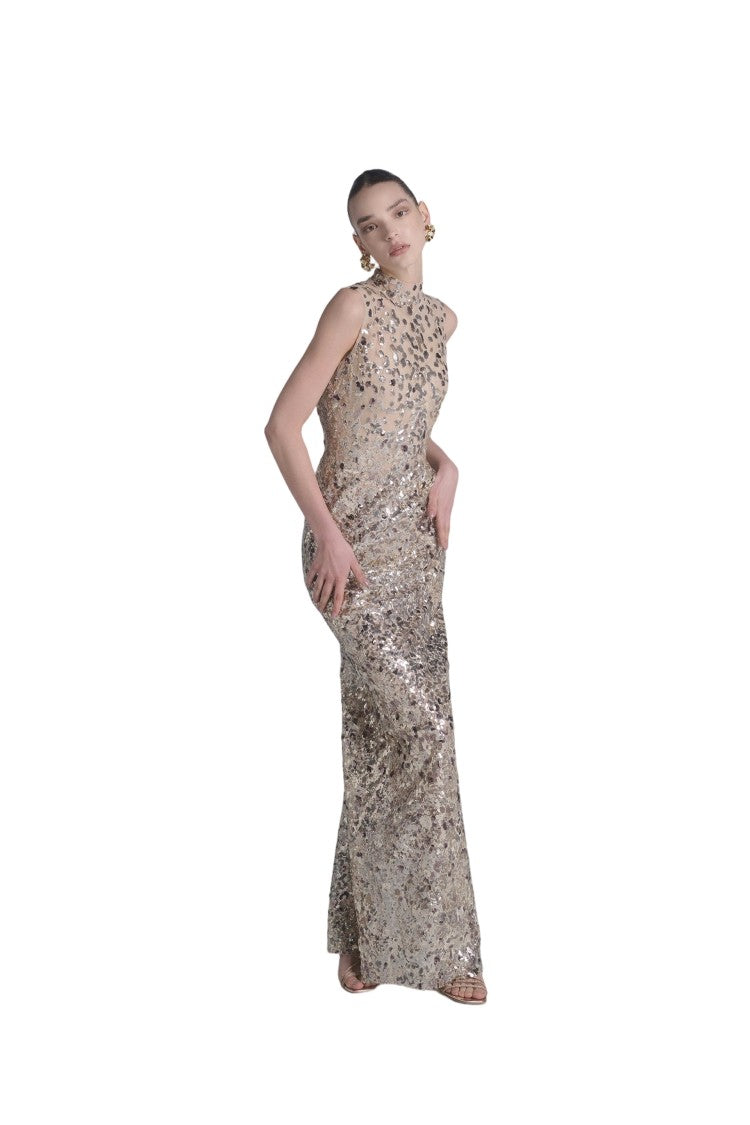 Saiid Kobeisy Sequin Embroidered Long Dress