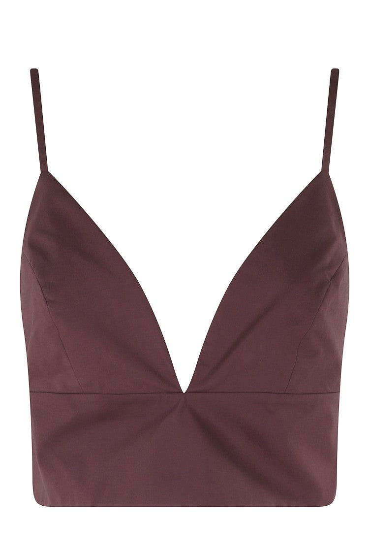 Federica Tosi Fitted Crop Top With Deep V-Neck And Subtle Straps