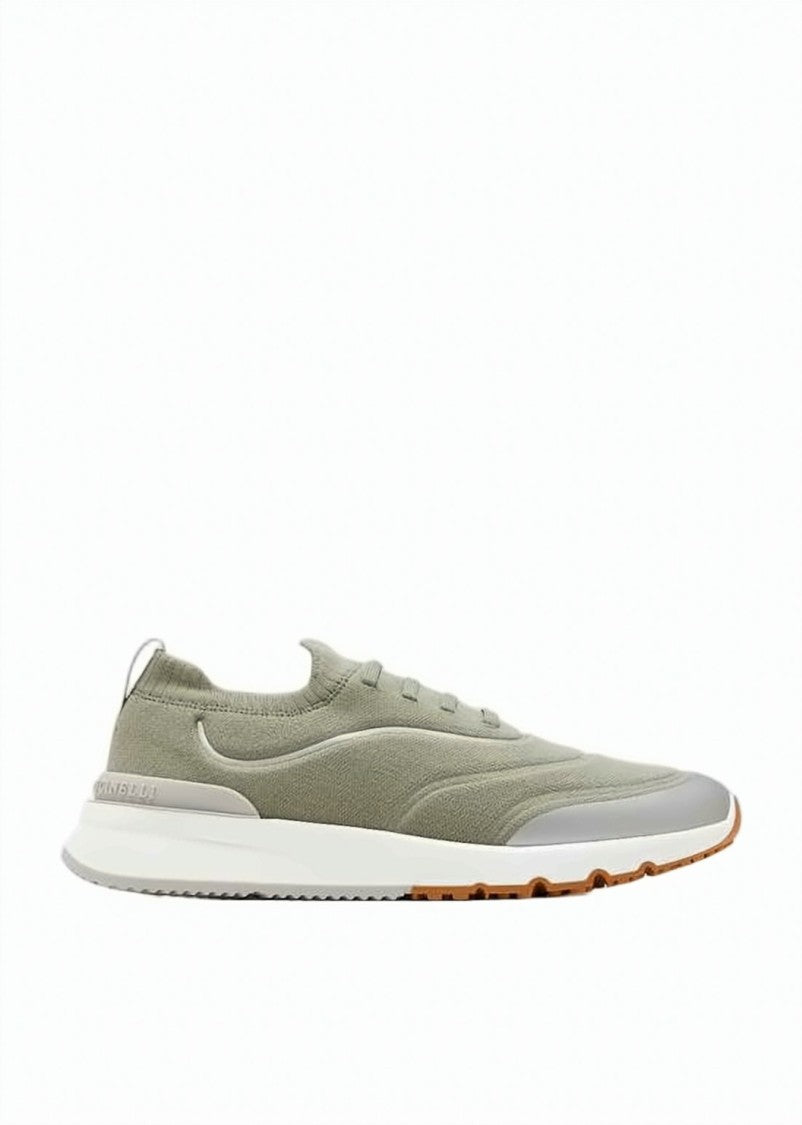 Brunello Cucinelli Streamlined Knit Sneakers With White Midsole