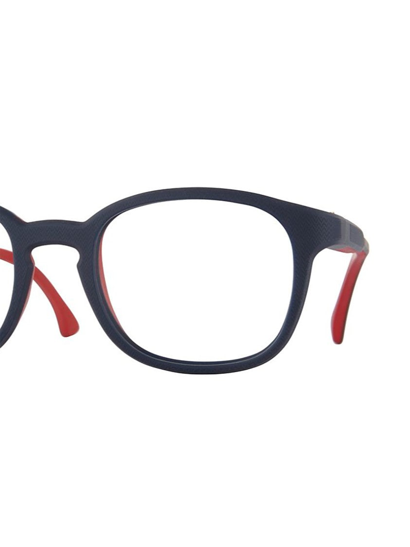 Lookkino Rectangular Black Eyeglasses With Vibrant Red Accents
