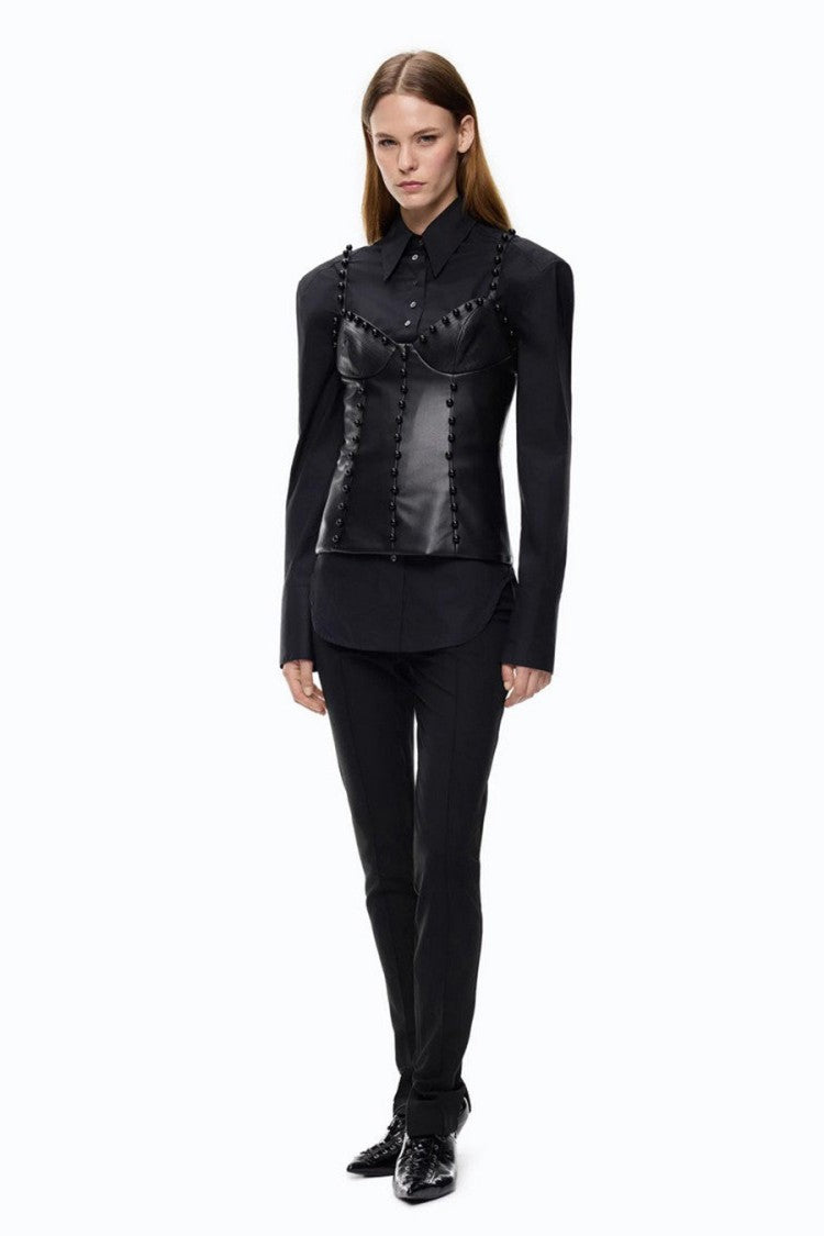 Pinko Black Beaded Corset Bustier Top