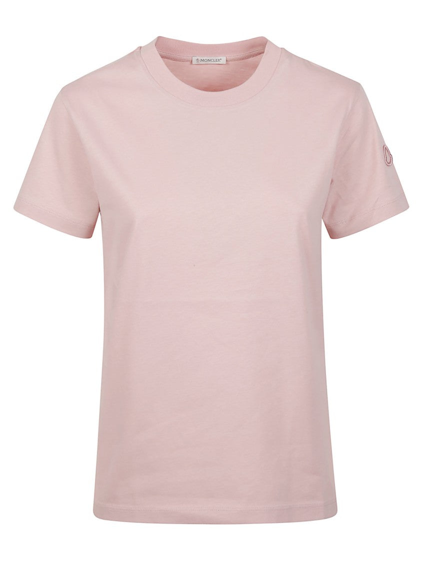 Moncler Light Pink Embroidered Cotton T-Shirt