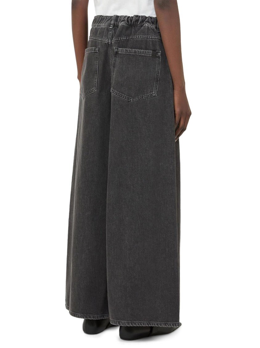 Max Mara Wide-Leg Black Denim Pants With High Waist